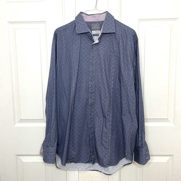 Thomas Dean Button Down Shirt Long sleeve Retro 70’s Funky Pattern size XL - Picture 2 of 12